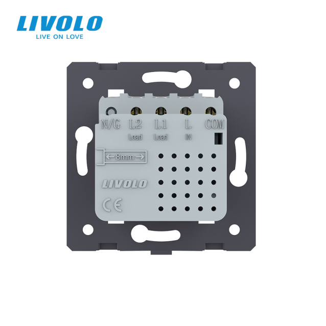 Механизм сенсорный проходной выключатель Livolo Sense 2 канала серый (782000415)