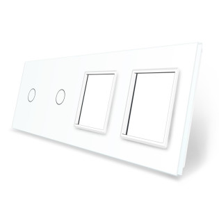 Сенсорная панель выключателя Livolo 2 канала и две розетки (1-1-0-0) белый стекло (VL-C7-C1/C1/SR/SR-11)