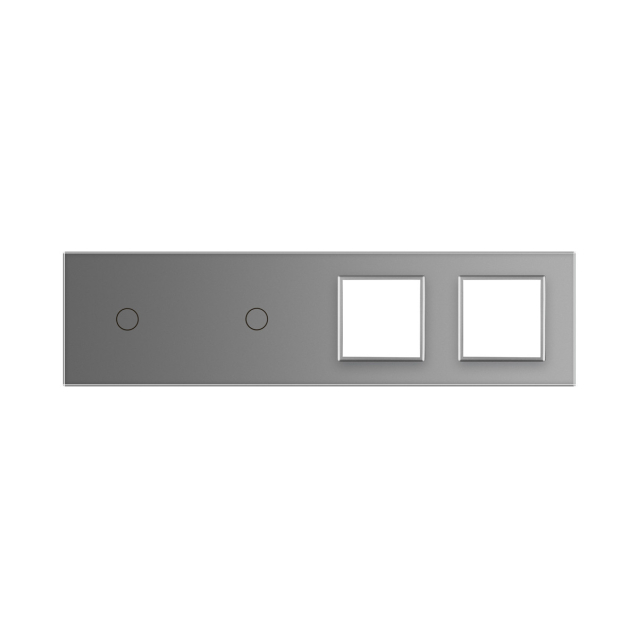 Сенсорная панель выключателя Livolo 2 канала и две розетки (1-1-0-0) серый стекло (VL-C7-C1/C1/SR/SR-15)