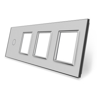Сенсорная панель выключателя Livolo и трех розеток (1-0-0-0) серый стекло (VL-C7-C1/SR/SR/SR-15) Сенсорная панель выключателя Livolo и трех розеток (1-0-0-0) серый стекло (VL-C7-C1/SR/SR/SR-15)