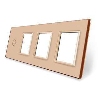 Сенсорная панель выключателя Livolo и трех розеток (1-0-0-0) золото стекло (VL-C7-C1/SR/SR/SR-13) Сенсорная панель выключателя Livolo и трех розеток (1-0-0-0) золото стекло (VL-C7-C1/SR/SR/SR-13)