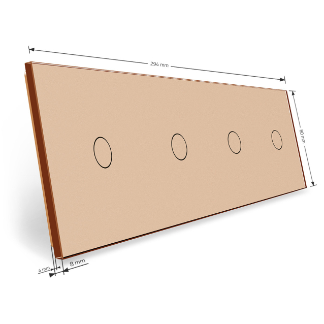 Сенсорная панель выключателя Livolo 4 канала (1-1-1-1) золото стекло (VL-C7-C1/C1/C1/C1-13)