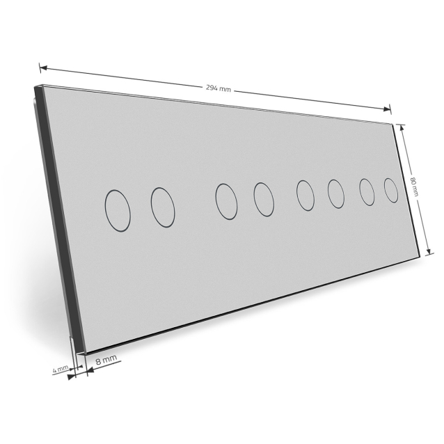 Сенсорная панель выключателя Livolo 8 каналов (2-2-2-2) серый стекло (VL-C7-C2/C2/C2/C2-15)