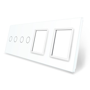 Сенсорная панель выключателя Livolo 4 канала и две розетки (2-2-0-0) белый стекло (VL-C7-C2/C2/SR/SR-11) Сенсорная панель выключателя Livolo 4 канала и две розетки (2-2-0-0) белый стекло (VL-C7-C2/C2/SR/SR-11)