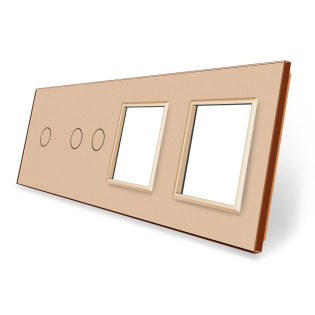 Сенсорная панель выключателя Livolo 3 канала и две розетки (1-2-0-0) золото стекло (VL-C7-C1/C2/SR/SR-13) Сенсорная панель выключателя Livolo 3 канала и две розетки (1-2-0-0) золото стекло (VL-C7-C1/C2/SR/SR-13)