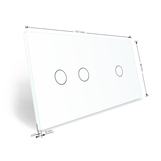 Сенсорная панель выключателя Livolo 3 канала (1-2) белый стекло (VL-C7-C1/C2-11)
