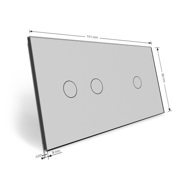 Сенсорная панель выключателя Livolo 3 канала (1-2) серый стекло (VL-C7-C1/C2-15)