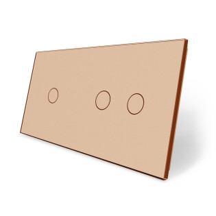 Сенсорная панель выключателя Livolo 3 канала (1-2) золото стекло (VL-C7-C1/C2-13) Сенсорная панель выключателя Livolo 3 канала (1-2) золото стекло (VL-C7-C1/C2-13)