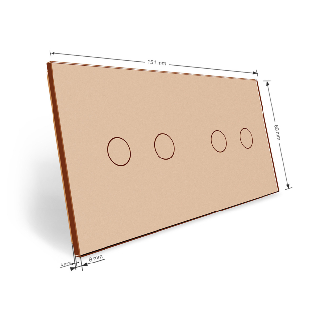 Сенсорная панель выключателя Livolo 4 канала (2-2) золото стекло (VL-C7-C2/C2-13)