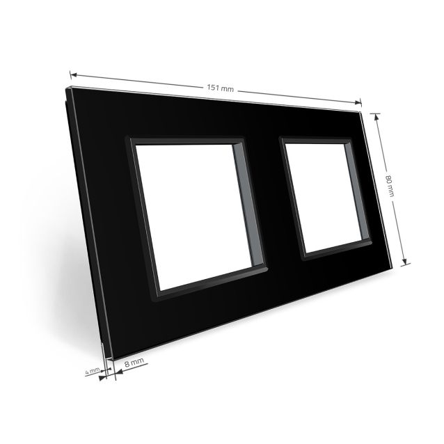 Рамка розетки Livolo 2 поста черный стекло (VL-C7-SR/SR-12)