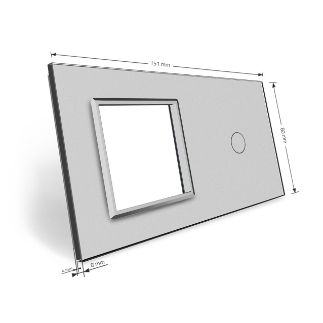 Сенсорная панель выключателя Livolo и розетки (1-0) серый стекло (VL-C7-C1/SR-15)