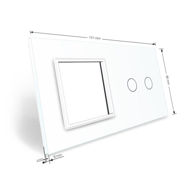 Сенсорная панель выключателя Livolo 2 канала и розетки (2-0) белый стекло (VL-C7-C2/SR-11)
