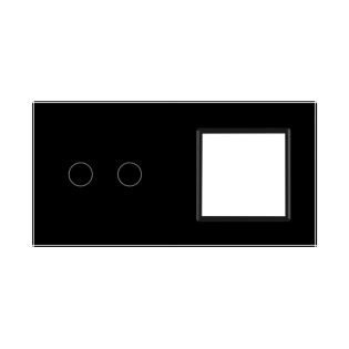 Сенсорная панель выключателя Livolo 2 канала и розетки (2-0) черный стекло (VL-C7-C2/SR-12)