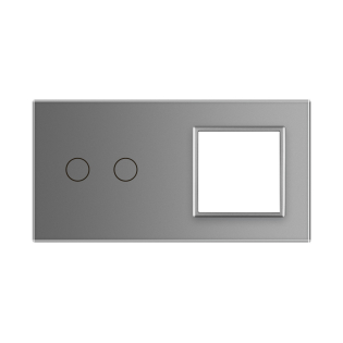 Сенсорная панель выключателя Livolo 2 канала и розетки (2-0) серый стекло (VL-C7-C2/SR-15)