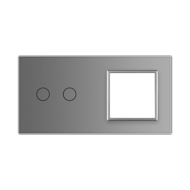 Сенсорная панель выключателя Livolo 2 канала и розетки (2-0) серый стекло (VL-C7-C2/SR-15)