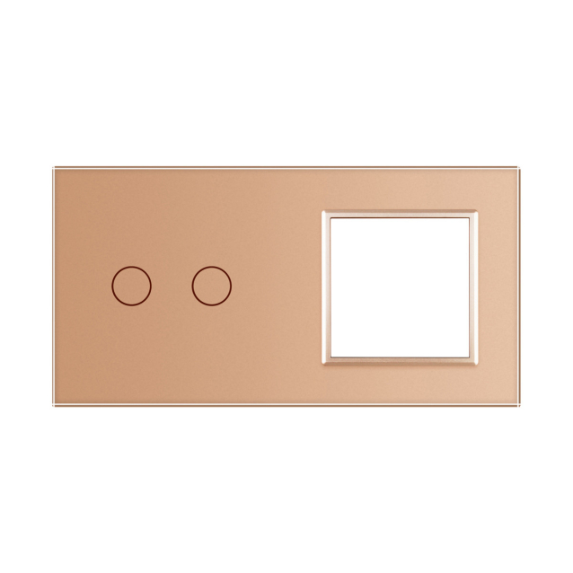 Сенсорная панель выключателя Livolo 2 канала и розетки (2-0) золото стекло (VL-C7-C2/SR-13)