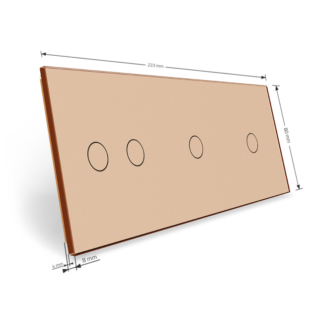 Сенсорная панель выключателя Livolo 4 канала (1-1-2) золото стекло (VL-C7-C1/C1/C2-13)