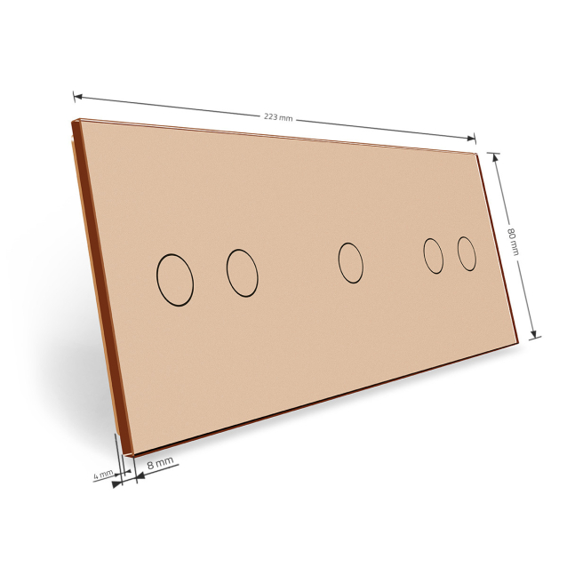 Сенсорная панель выключателя Livolo 5 каналов (2-1-2) золото стекло (VL-C7-C2/C1/C2-13)