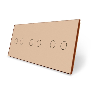 Сенсорная панель выключателя Livolo 6 каналов (2-2-2) золото стекло (VL-C7-C2/C2/C2-13) Сенсорная панель выключателя Livolo 6 каналов (2-2-2) золото стекло (VL-C7-C2/C2/C2-13)