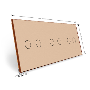 Сенсорная панель выключателя Livolo 6 каналов (2-2-2) золото стекло (VL-C7-C2/C2/C2-13) Сенсорная панель выключателя Livolo 6 каналов (2-2-2) золото стекло (VL-C7-C2/C2/C2-13)