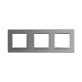 Рамка розетки Livolo 3 поста серый стекло (VL-C7-SR/SR/SR-15) Рамка розетки Livolo 3 поста серый стекло (VL-C7-SR/SR/SR-15)