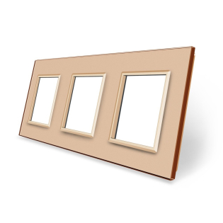 Рамка розетки Livolo 3 поста золото стекло (VL-C7-SR/SR/SR-13) Рамка розетки Livolo 3 поста золото стекло (VL-C7-SR/SR/SR-13)