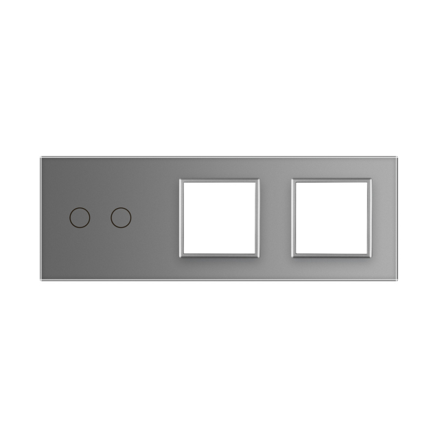Сенсорная панель выключателя Livolo 2 канала и двух розеток (2-0-0) серый стекло (VL-C7-C2/SR/SR-15)