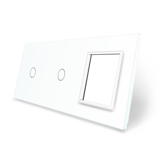 Сенсорная панель выключателя Livolo 2 канала и розетку (1-1-0) белый стекло (VL-C7-C1/C1/SR-11)