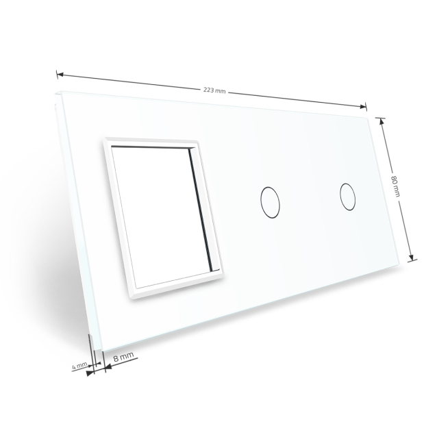Сенсорная панель выключателя Livolo 2 канала и розетку (1-1-0) белый стекло (VL-C7-C1/C1/SR-11)