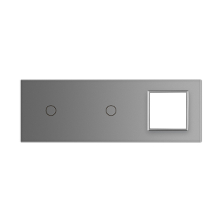 Сенсорная панель выключателя Livolo 2 канала и розетку (1-1-0) серый стекло (VL-C7-C1/C1/SR-15)