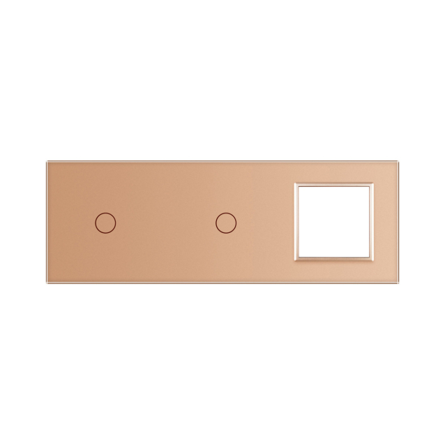 Сенсорная панель выключателя Livolo 2 канала и розетку (1-1-0) золото стекло (VL-C7-C1/C1/SR-13)