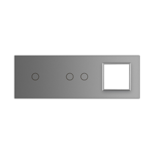 Сенсорная панель выключателя Livolo 3 каналов и розетку (1-2-0) серый стекло (VL-C7-C1/C2/SR-15) Сенсорная панель выключателя Livolo 3 каналов и розетку (1-2-0) серый стекло (VL-C7-C1/C2/SR-15)