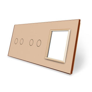 Сенсорная панель выключателя Livolo 4 канала и розетку (2-2-0) золото стекло (VL-C7-C2/C2/SR-13) Сенсорная панель выключателя Livolo 4 канала и розетку (2-2-0) золото стекло (VL-C7-C2/C2/SR-13)