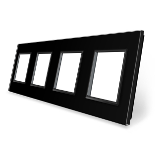 Рамка розетки Livolo 4 поста черный стекло (VL-C7-SR/SR/SR/SR-12) Рамка розетки Livolo 4 поста черный стекло (VL-C7-SR/SR/SR/SR-12)