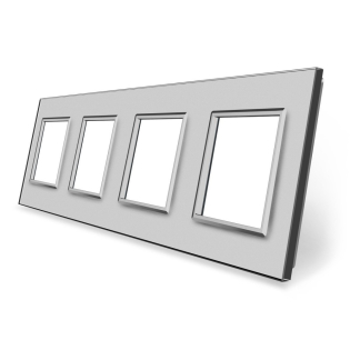 Рамка розетки Livolo 4 поста серый стекло (VL-C7-SR/SR/SR/SR-15) Рамка розетки Livolo 4 поста серый стекло (VL-C7-SR/SR/SR/SR-15)