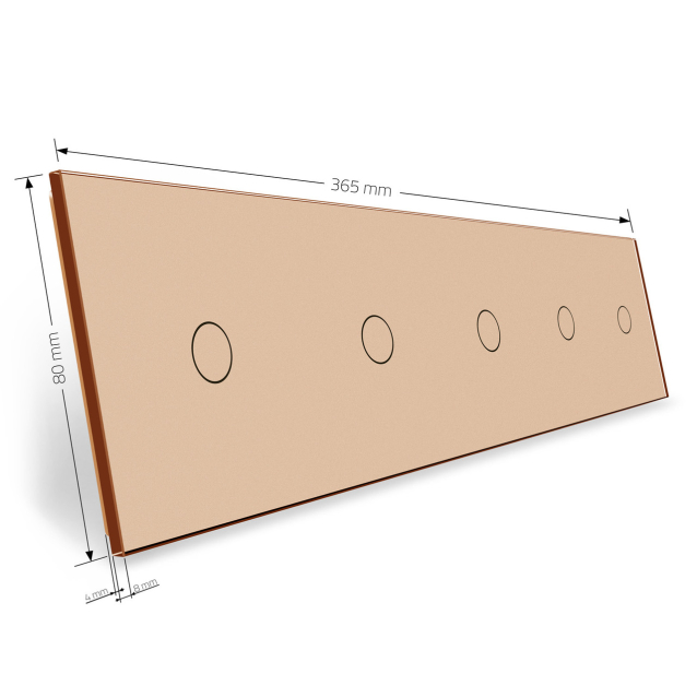 Сенсорная панель выключателя Livolo 5 каналов (1-1-1-1-1) золото стекло (VL-C7-C1/C1/C1/C1/C1-13)