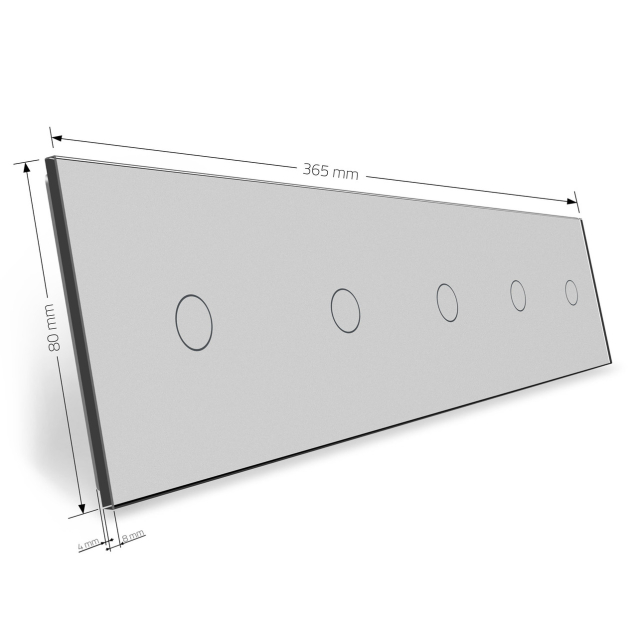 Сенсорная панель выключателя Livolo 5 каналов (1-1-1-1-1) серый стекло (VL-C7-C1/C1/C1/C1/C1-15)