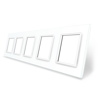 Рамка розетки Livolo 5 постов белый стекло (VL-C7-SR/SR/SR/SR/SR-11) Рамка розетки Livolo 5 постов белый стекло (VL-C7-SR/SR/SR/SR/SR-11)