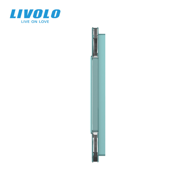 Рамка розетки Livolo 2 поста зеленый стекло (VL-C7-SR/SR-18)