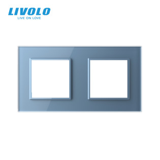 Рамка розетки Livolo 2 поста голубой стекло (VL-C7-SR/SR-19) Рамка розетки Livolo 2 поста голубой стекло (VL-C7-SR/SR-19)
