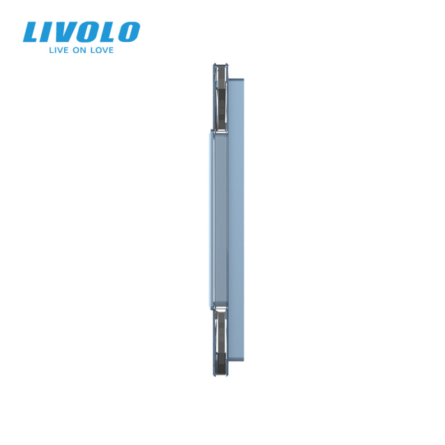 Рамка розетки Livolo 2 поста голубой стекло (VL-C7-SR/SR-19)