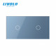 Сенсорная панель выключателя Livolo 2 канала (1-1) голубой стекло (VL-C7-C1/C1-19)