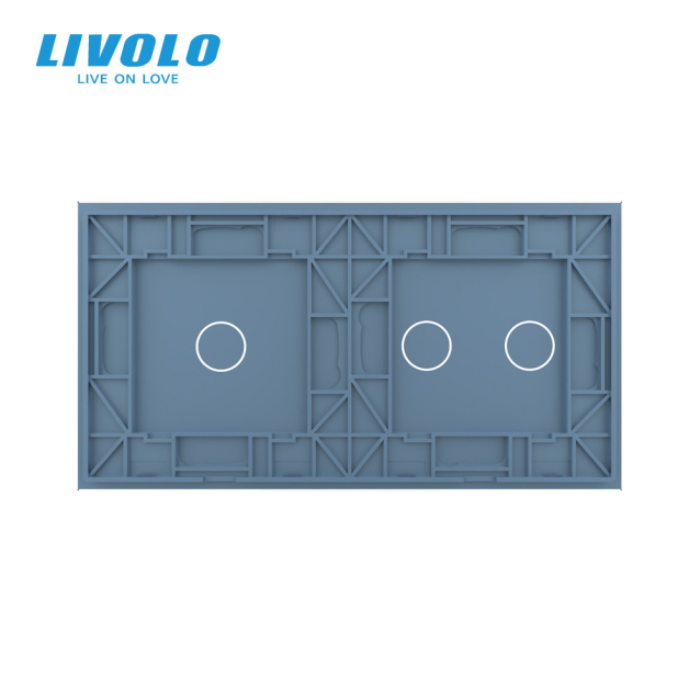 Сенсорная панель выключателя Livolo 3 канала (1-2) голубой стекло (VL-C7-C1/C2-19)