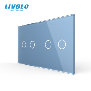 Сенсорная панель выключателя Livolo 4 канала (2-2) голубой стекло (VL-C7-C2/C2-19) Сенсорная панель выключателя Livolo 4 канала (2-2) голубой стекло (VL-C7-C2/C2-19)