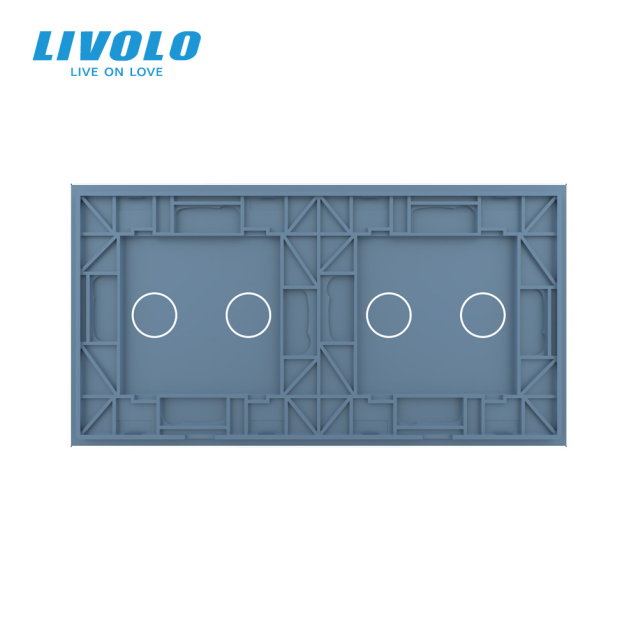 Сенсорная панель выключателя Livolo 4 канала (2-2) голубой стекло (VL-C7-C2/C2-19)