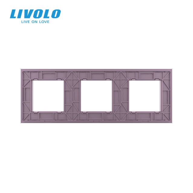 Рамка розетки Livolo 3 поста розовый стекло (VL-C7-SR/SR/SR-17)