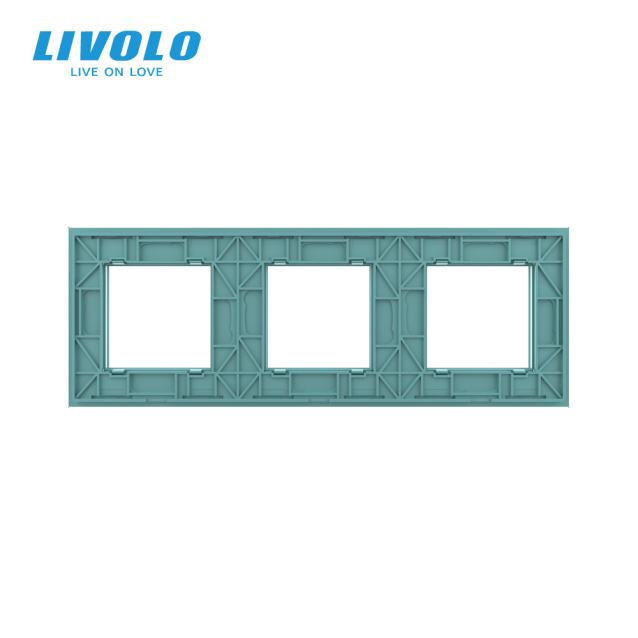 Рамка розетки Livolo 3 поста зеленый стекло (VL-C7-SR/SR/SR-18)