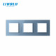Рамка розетки Livolo 3 поста голубой стекло (VL-C7-SR/SR/SR-19)