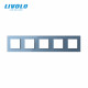 Рамка розетки Livolo 5 постов голубой стекло (VL-C7-SR/SR/SR/SR/SR-19)