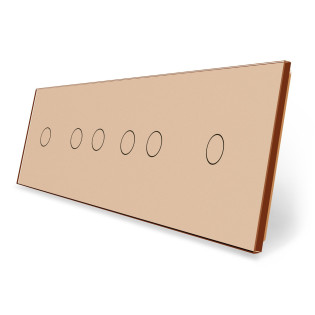 Сенсорная панель выключателя 6 сенсоров (1-2-2-1) золото стекло Livolo (VL-P701/02/02/01-8A)